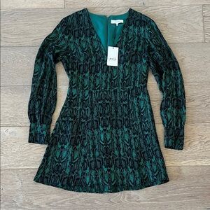 Reiss Teal and Black Long Sleeve Dress